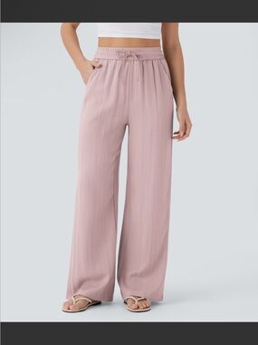 HALARA Relaxed Wide-Leg Drawstring Pants in Dusty Rose